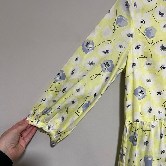 Ann Taylor Yellow Floral Spring Knee Length Dress Size 6 Garden Party Tea Shower - Picture 4 of 8